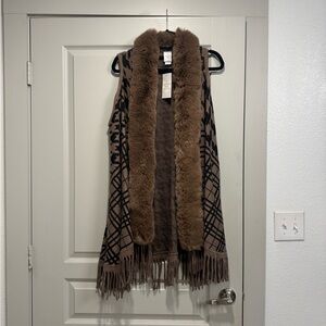 Brown and Black Faux Fur Vest